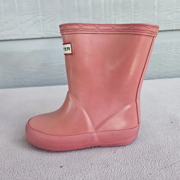 Hunter Wellington Rain Boots Toddler Girl SZ 6 US Pink Waterproof Pull-On - Picture 5 of 10